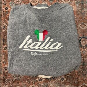 Disney Unisex S Grey Italia Crewneck Sweatshirt with Red,White,Green embroidery